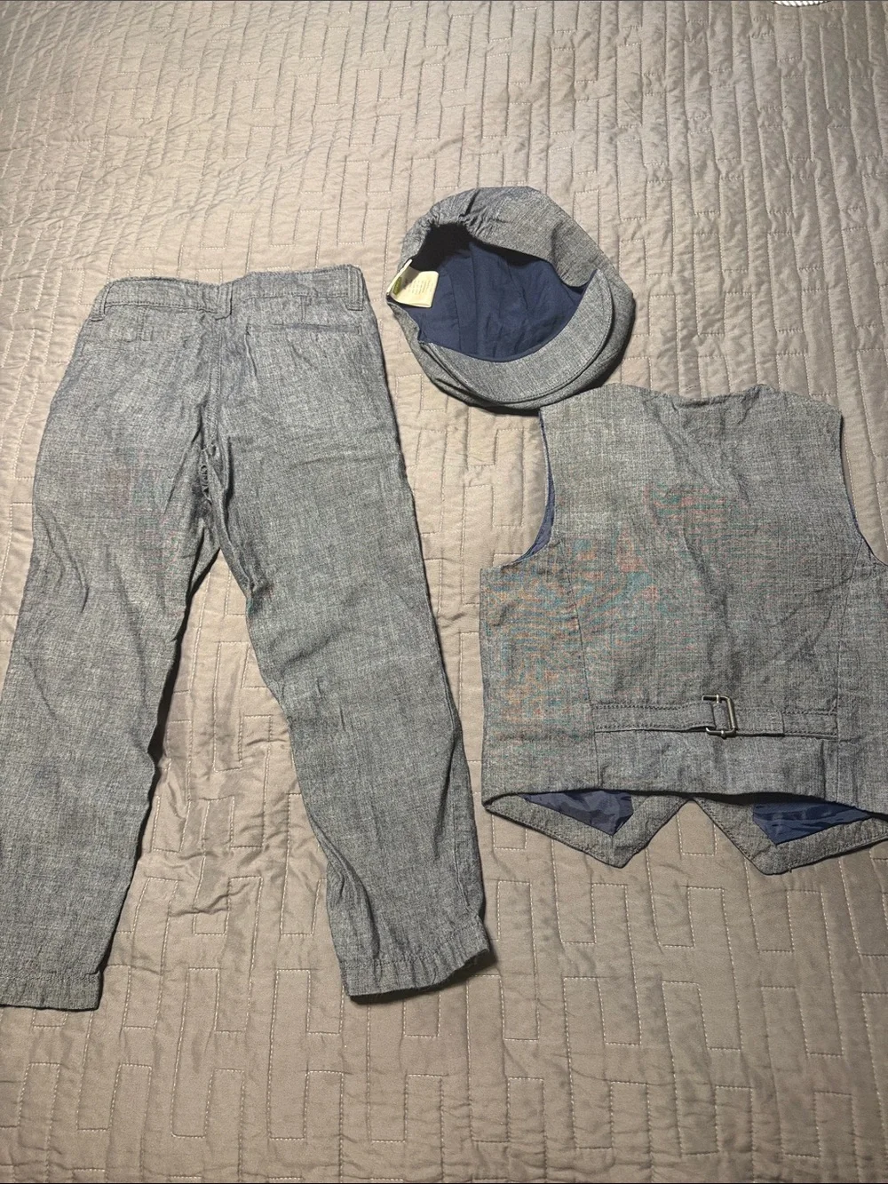 Crazy 8 Light Gray Boys Three-Piece Dress Set with Cap